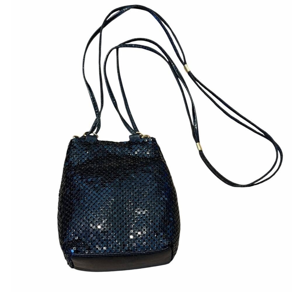 Vintage Unbranded Black Beaded Crossbody Bag Sparkle Bling Purse Gold Hardware